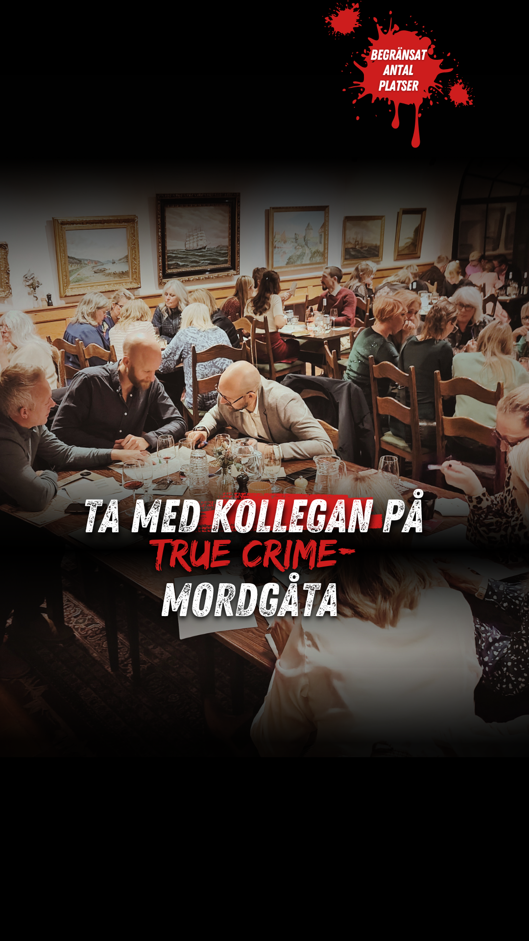 Mystery Games Facebook ad: Mordgåta och middag på nästa AW
