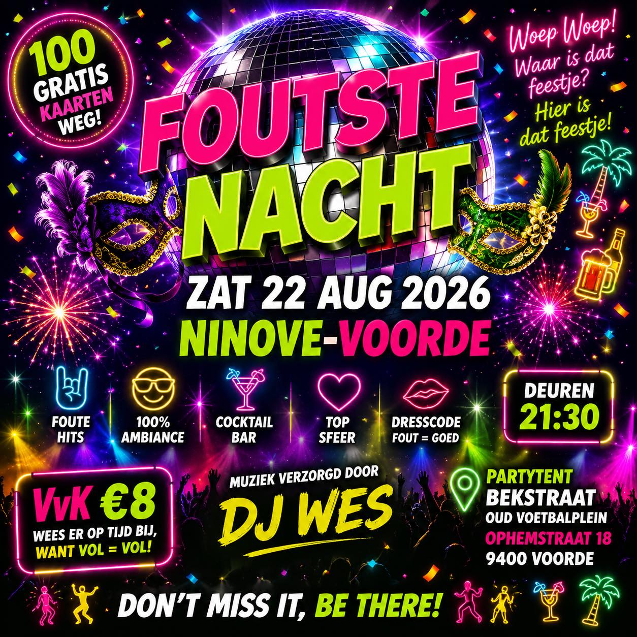Foutste Nacht Ninove Voorde Facebook ad from Jul 19, 2026