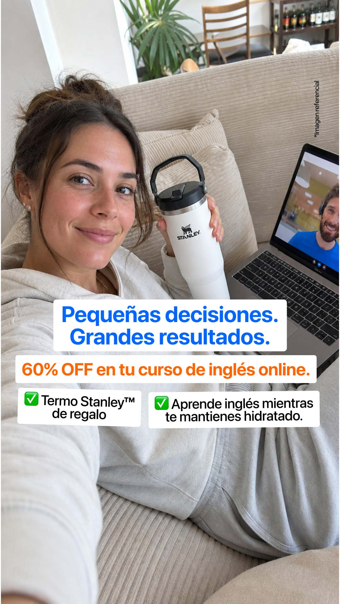 Open English Facebook ad: Tu inglés empieza hoy con 60% OFF + un regalo