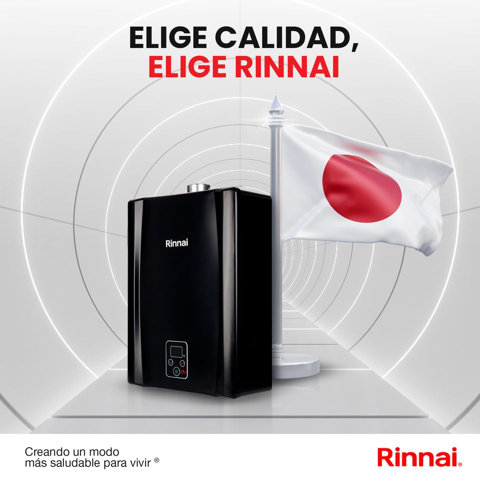 Rinnai Perú Facebook ad: Elige calidad, elige Rinnai.
