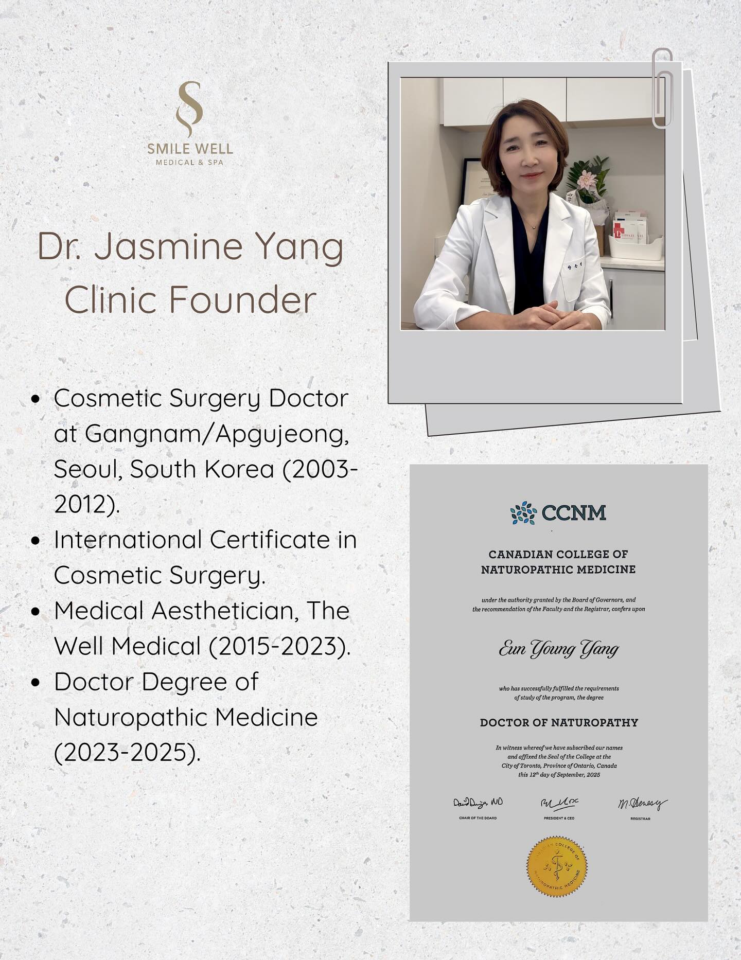 smile.well.clinic Facebook ad: Meet Dr. Jasmine Yang, our clinic founder and…