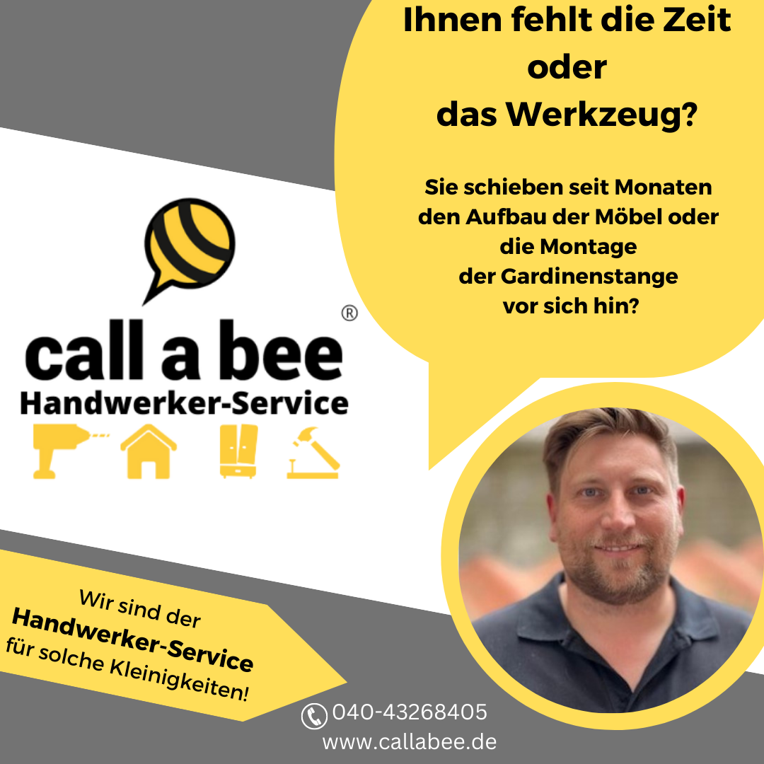 call a bee Facebook ad: Keine Zeit? Keine Lust? Kein Werkzeug?