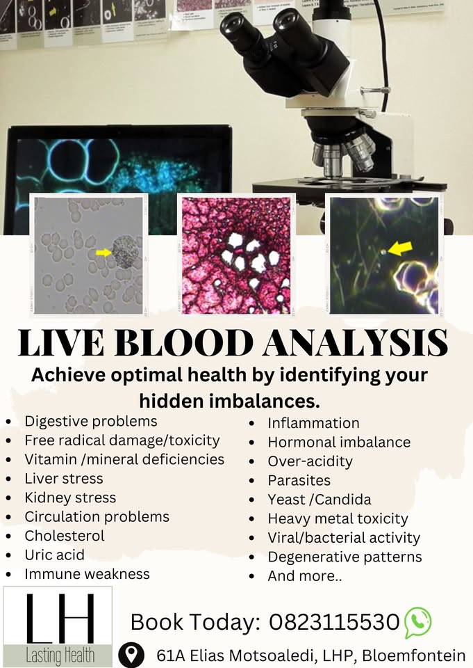 Lasting Health & Slim Facebook ad: Live Blood Analysis, R500