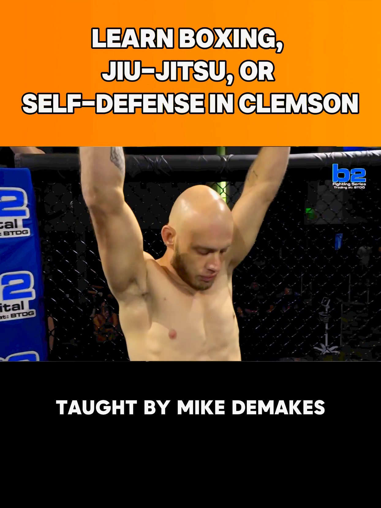 Max Fitness Clemson Facebook ad: Clemson: Learn Boxing, Jiu-Jitsu or Self-Defense
