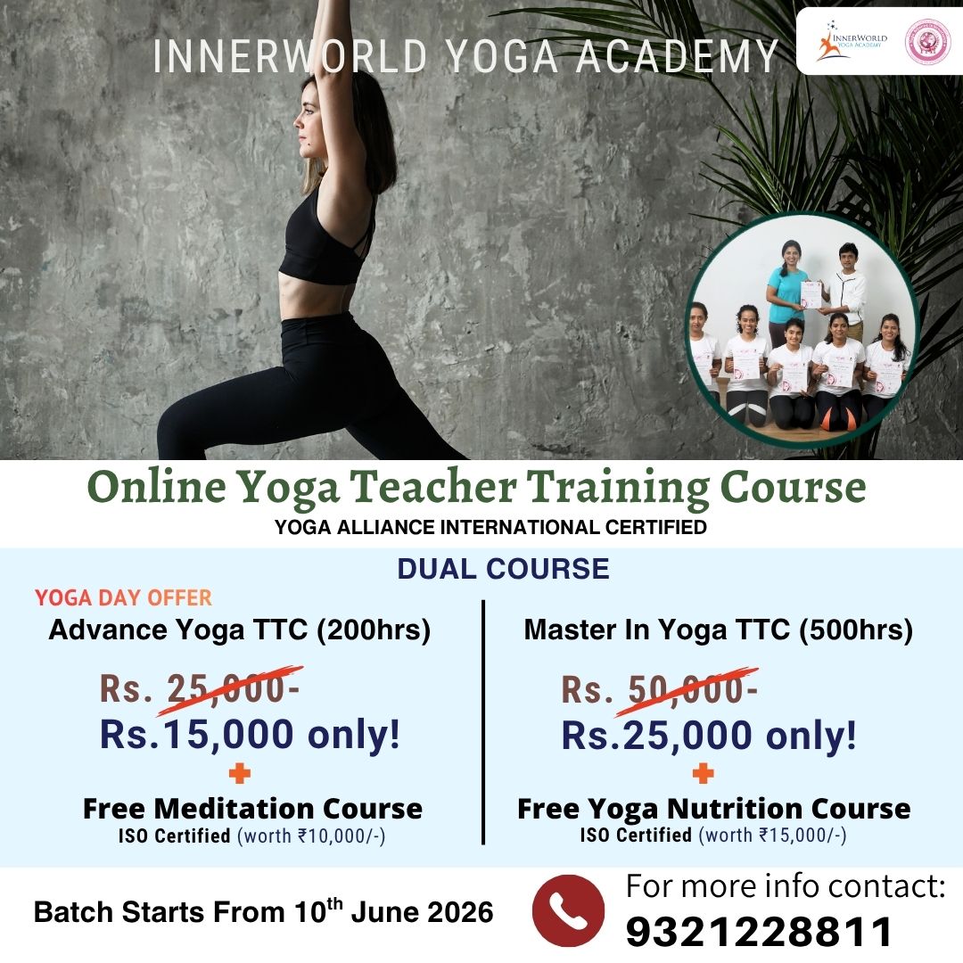 Inner world yoga academy Facebook ad: Whether you want to become a certified yoga trainer…