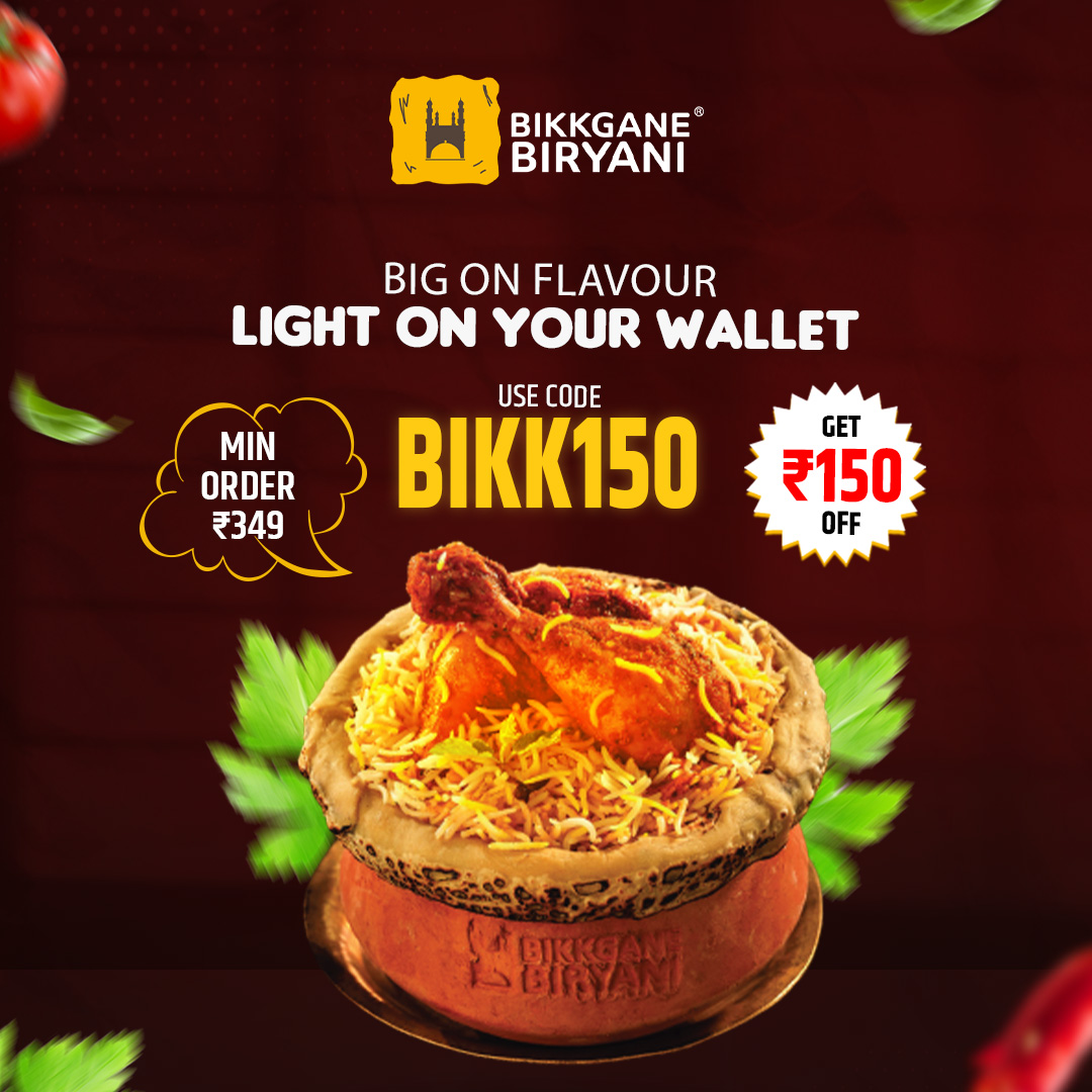 Bikkgane Biryani Facebook ad: Craving Biryani? Use BIKK150 & Save ₹150 Today!