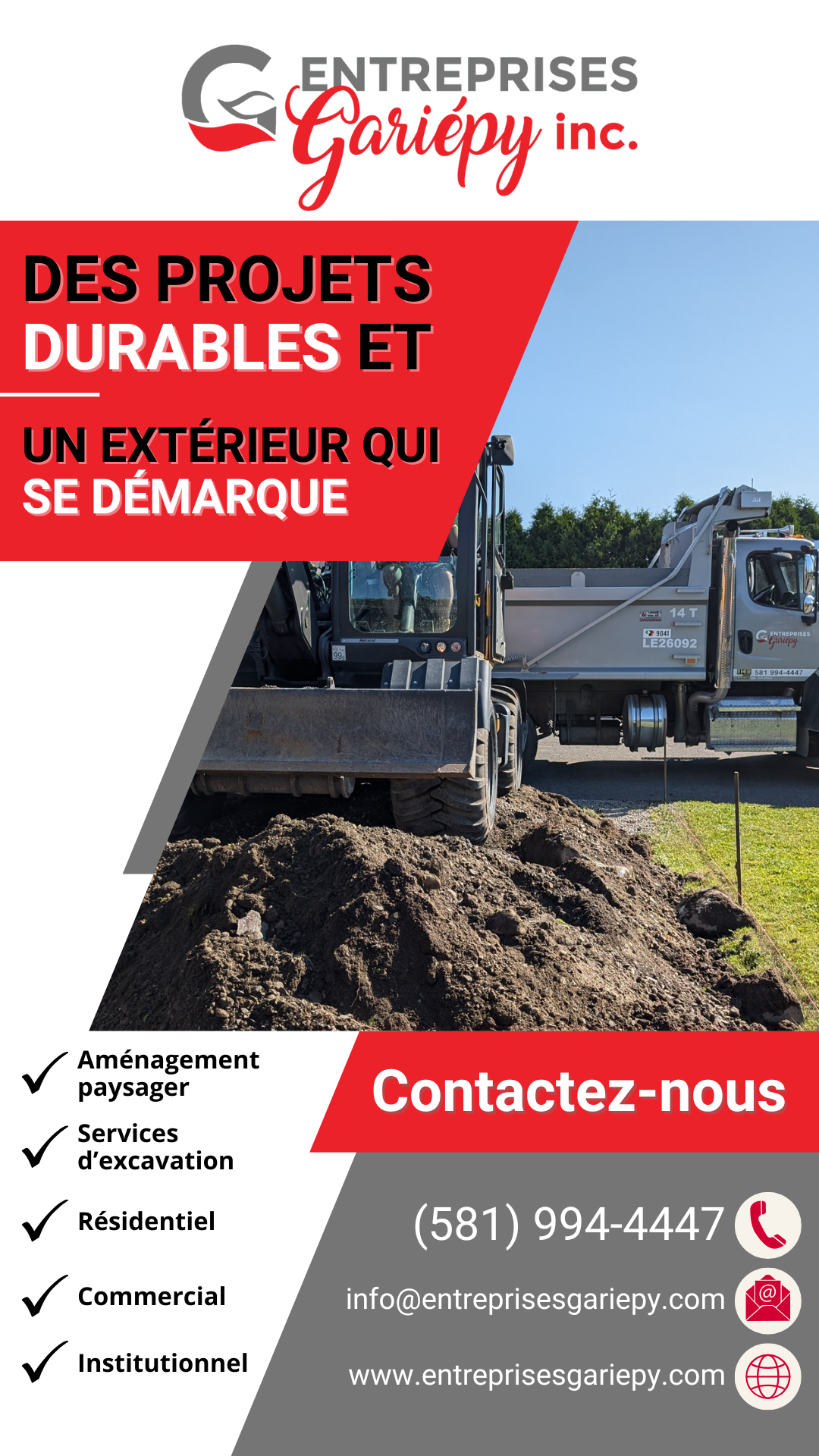 Les Entreprises Gariépy Facebook ad from Jan 31, 2026