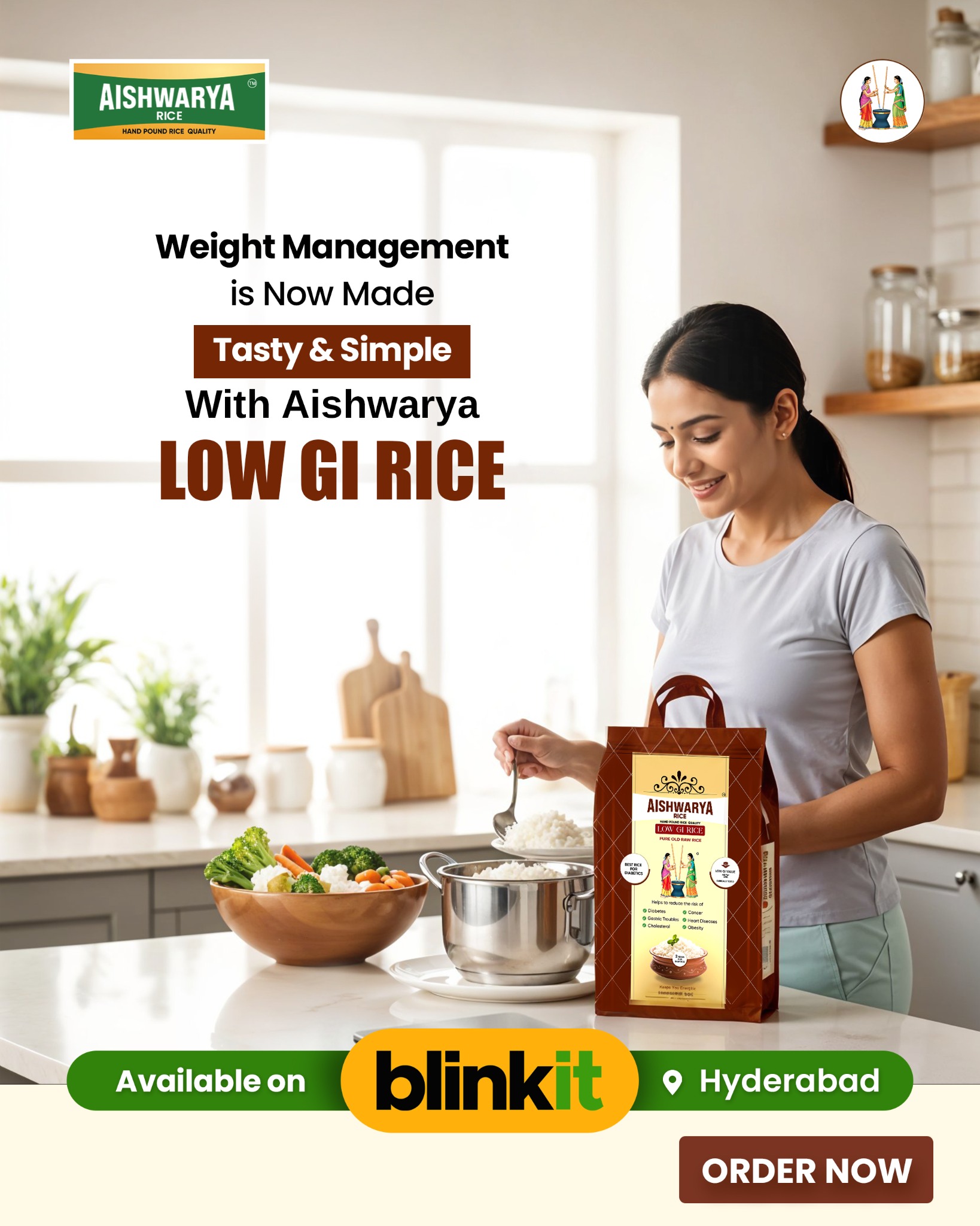 Sri Aishwarya Food Industries Facebook ad: Low GI Rice Now on Blinkit