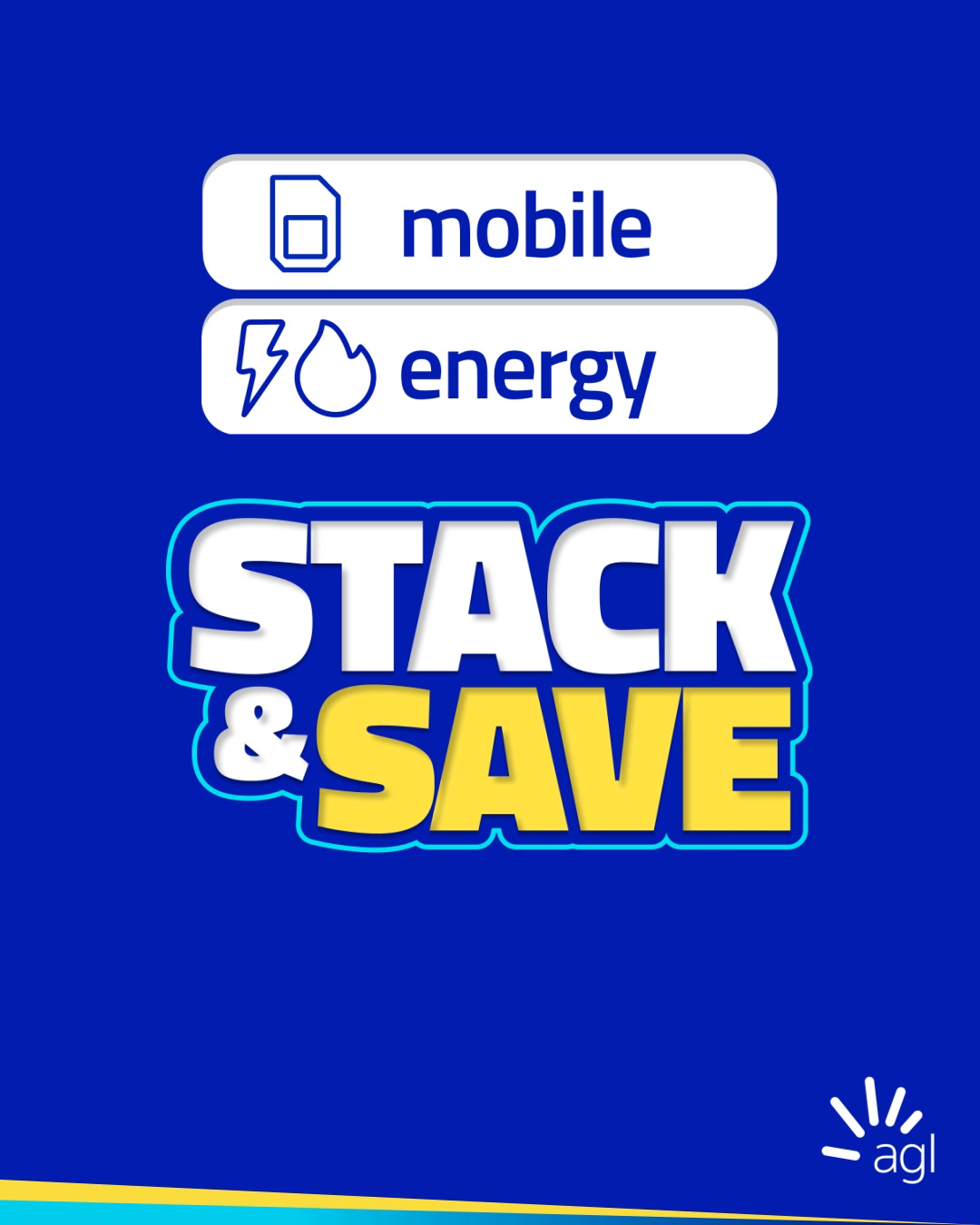 AGL Facebook ad: Stack & Save with AGL