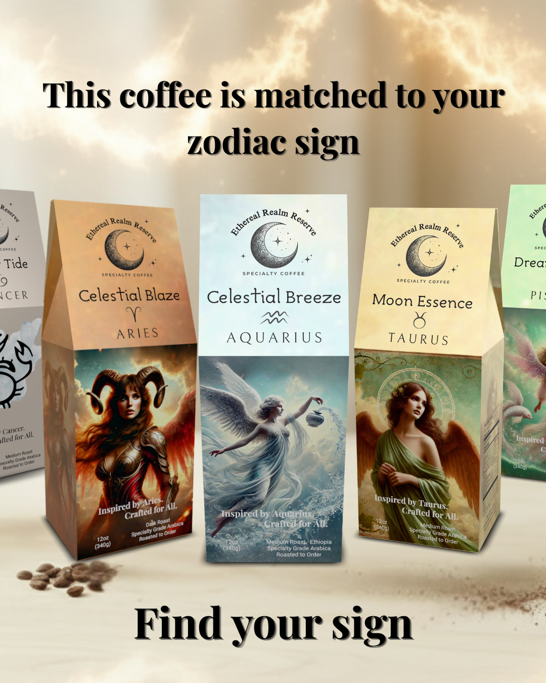 Ethereal Realm Coffee Facebook ad: Your Sign. Your Coffee.