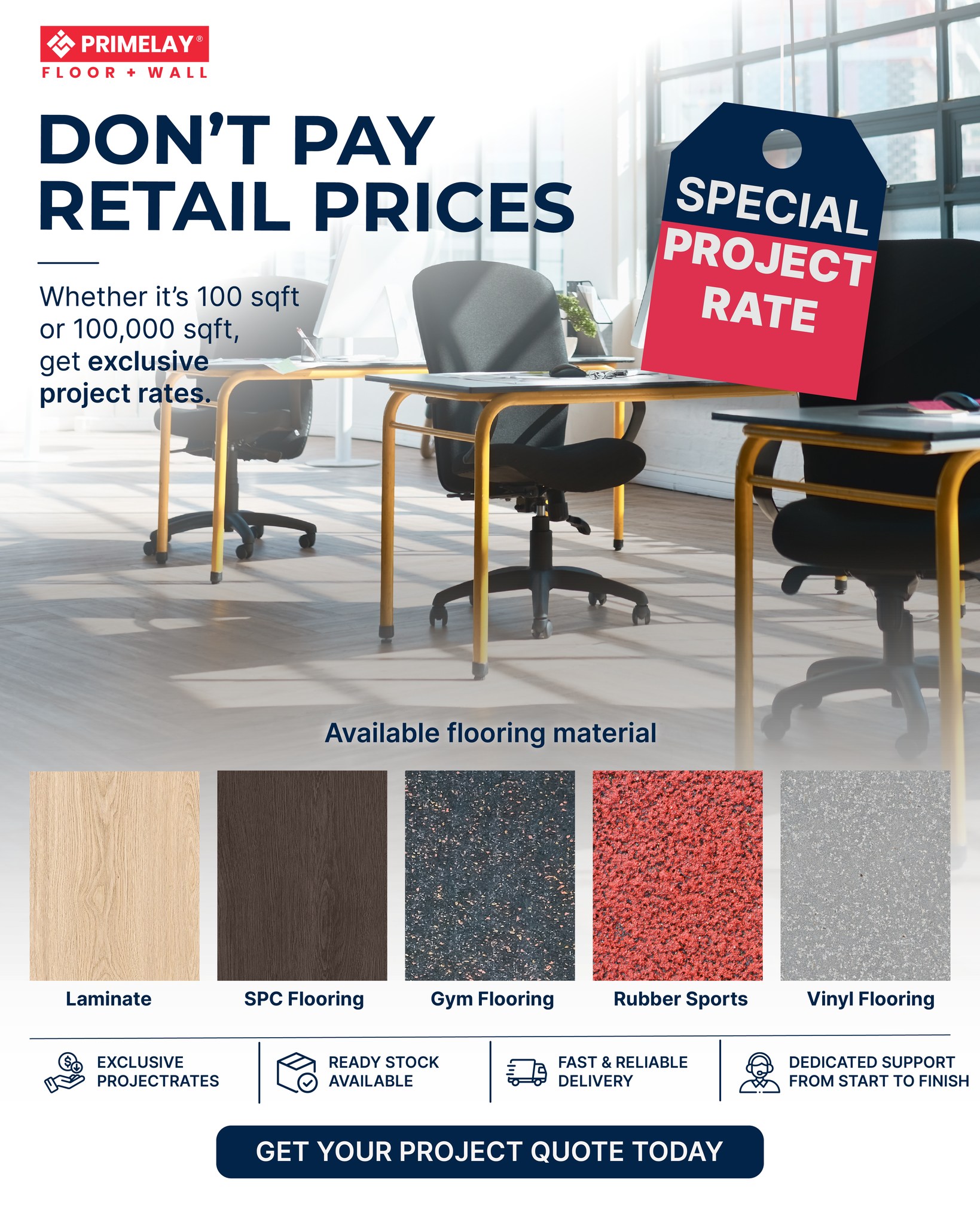 Primelay Flooring Facebook ad: Planning a commercial project?
