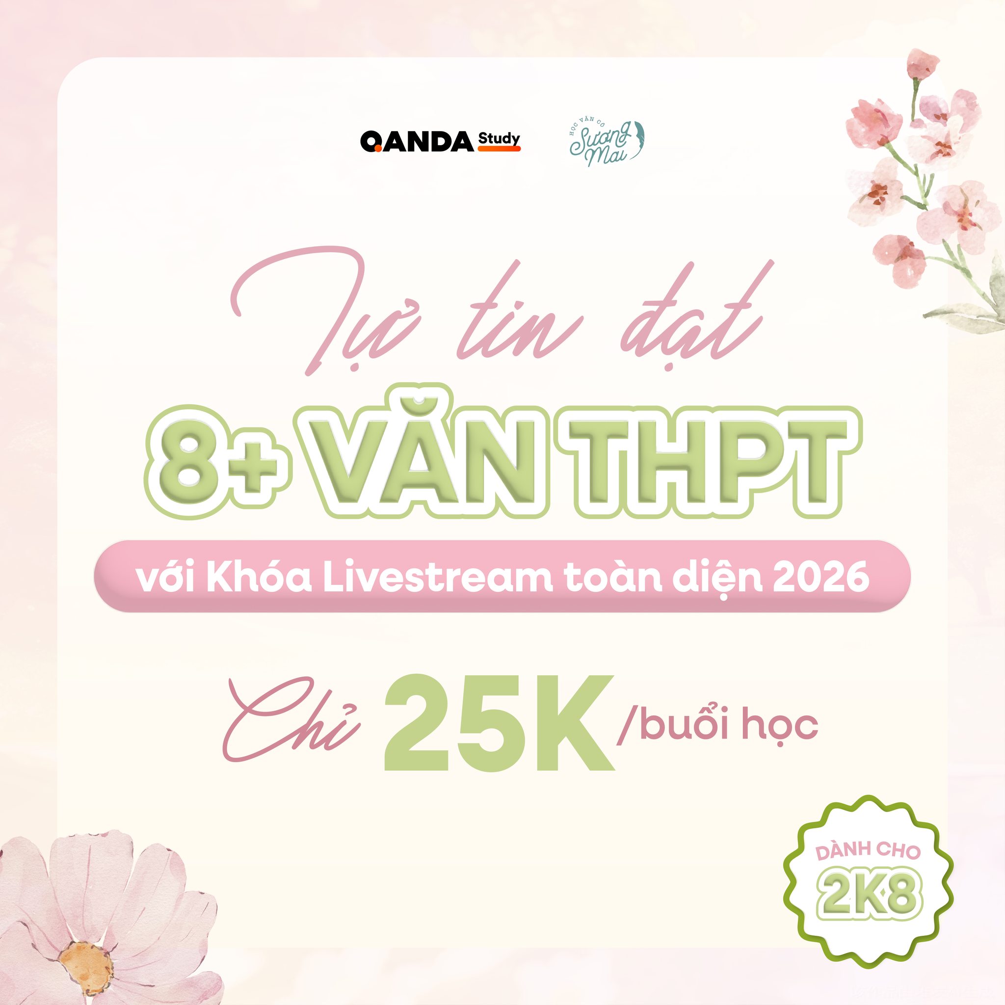 Học Văn Cô Sương Mai Facebook ad: TỰ TIN ĐẠT 8+ VĂN THPTQG 2026 CÙNG…