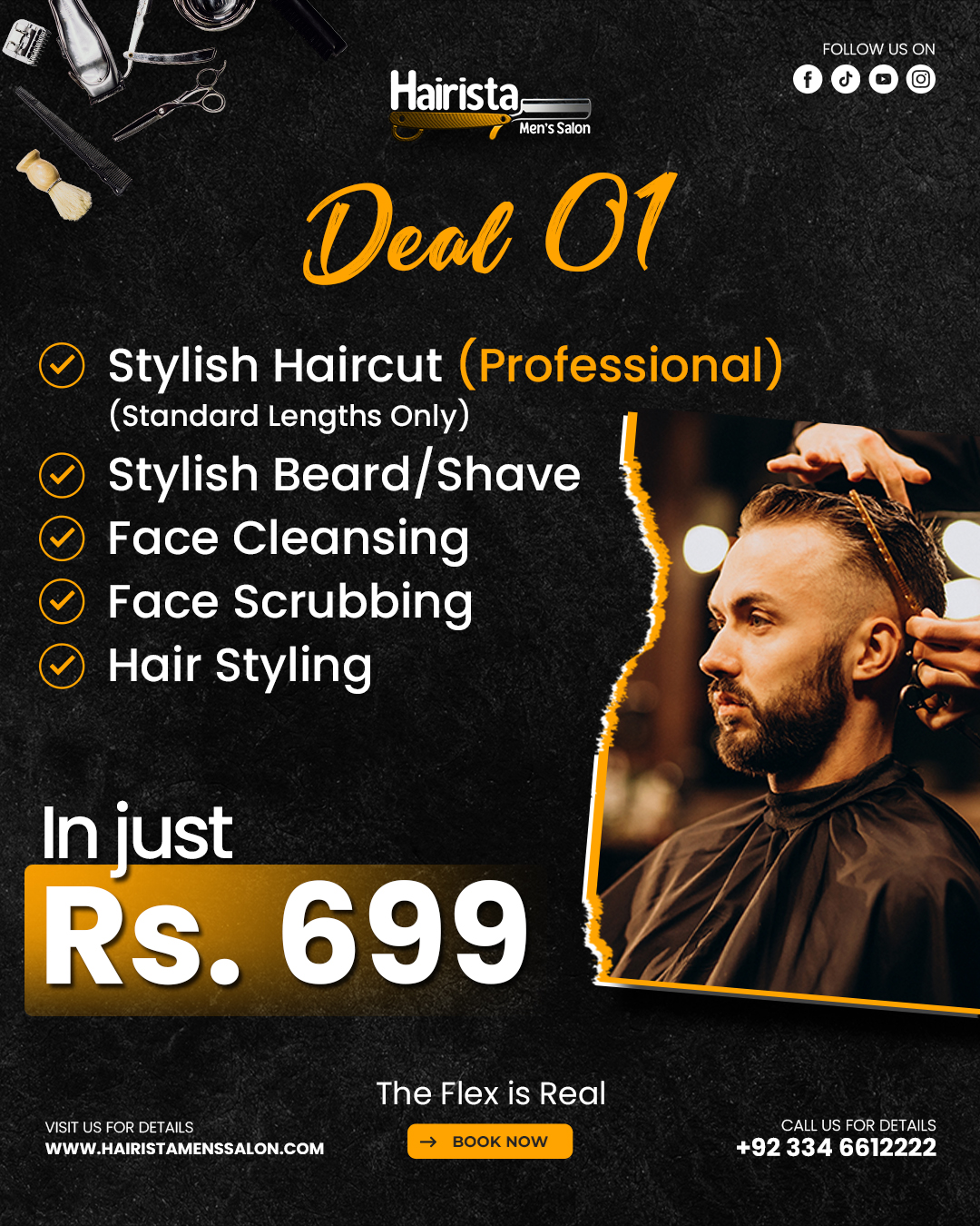 Hairista Men's Salon Facebook ad: Hairista is now officially open in Karachi with…
