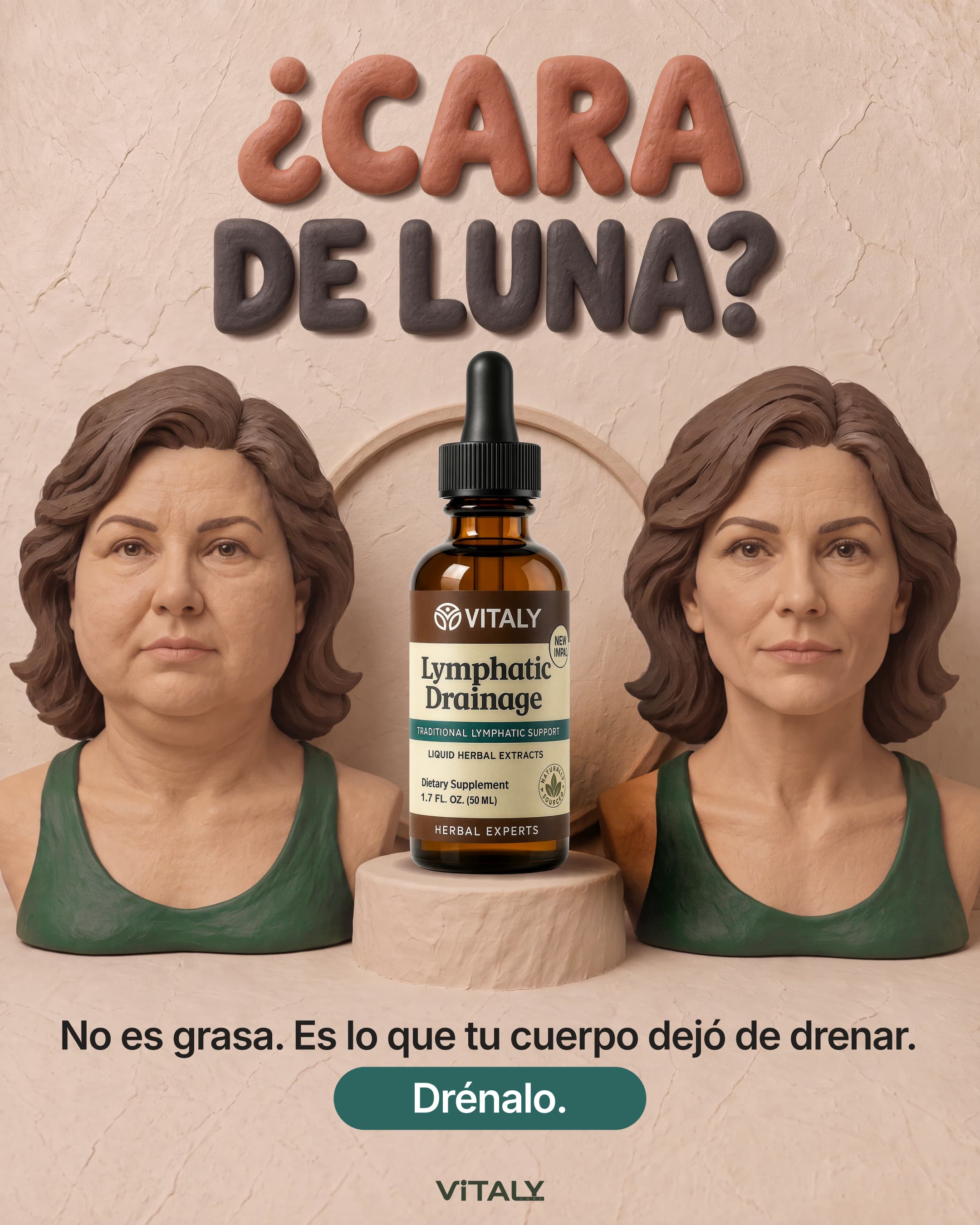 Vitaly Facebook ad: No es grasa. Es lo que tu cuerpo dejó de drenar.