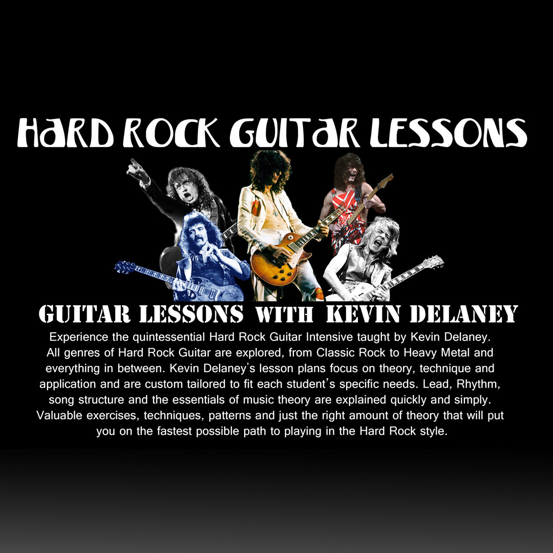 Kevin Delaney Facebook ad: HARD ROCK GUITAR LESSONS | REMOTE | ZOOM