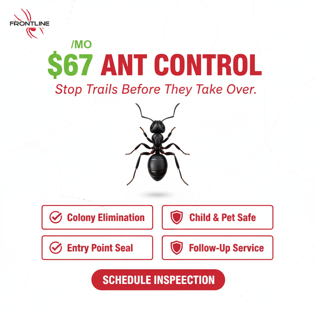 Frontline Pest Control Facebook ad: Claim Your $67 Ant Control Service Today!