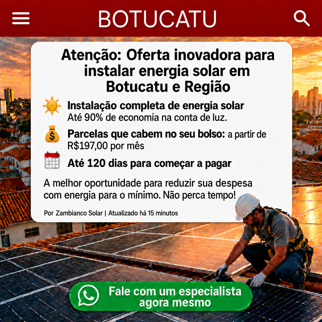 Zambianco Solar Facebook ad