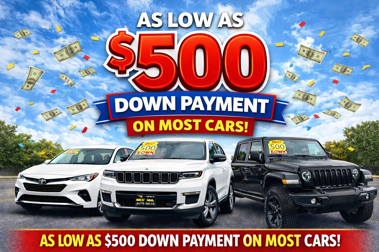 Elite Auto Sales Merrillville Facebook ad: AS LOW AS $500 DOWN
