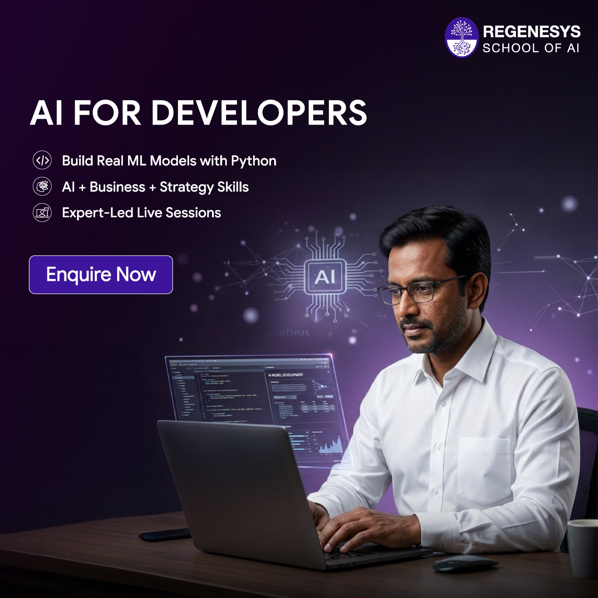 Regenesys School of AI Facebook ad: Programme Fee: ₹ 2,00,000