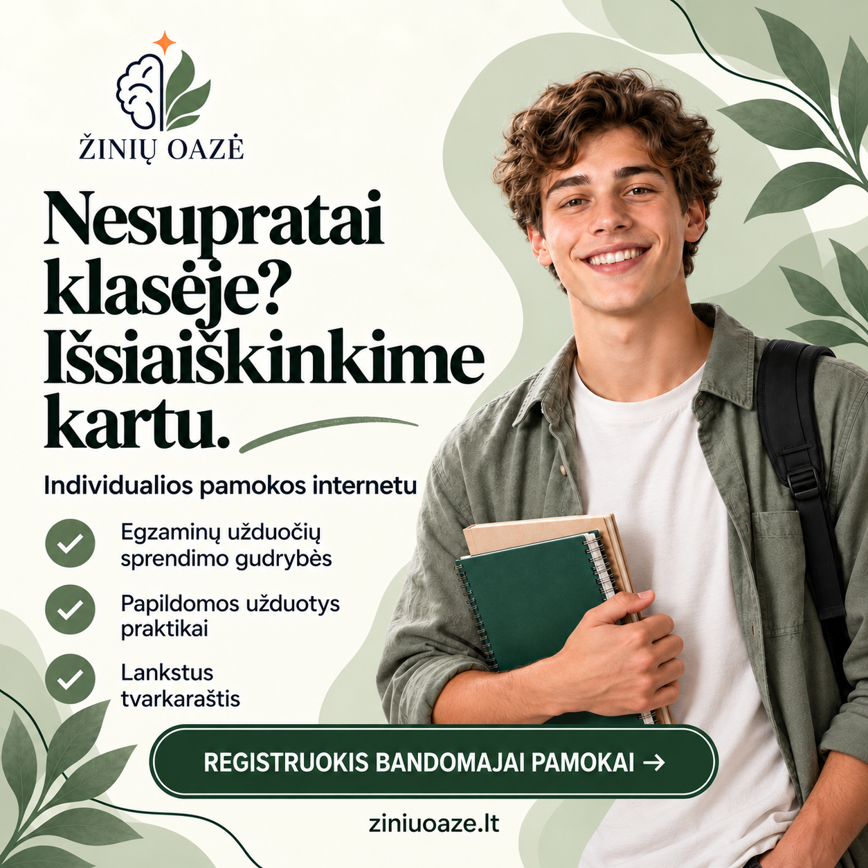 Žinių Oazė Facebook ad: Individualios pamokos nuo 25€!