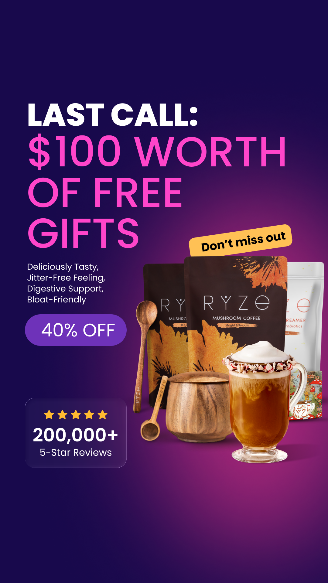 RYZE Superfoods Facebook ad