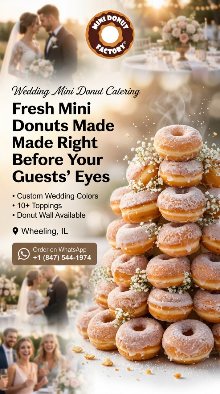 Mini Donut Factory Facebook ad: Create a wedding dessert experience your guests will…