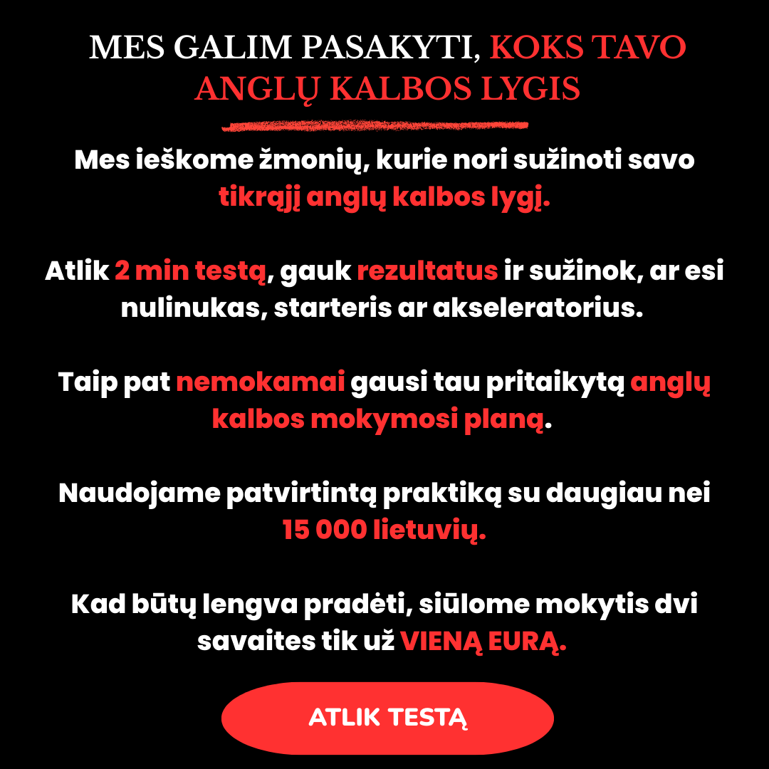 Anglų Kalbos Klubas Online Facebook ad: Nori sužinoti savo anglų kalbos lygį?