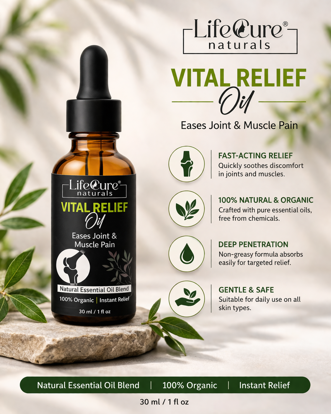 LifeCure Naturals Facebook ad: کمر، گردن اور پٹھوں کی تھکن اب محسوس…