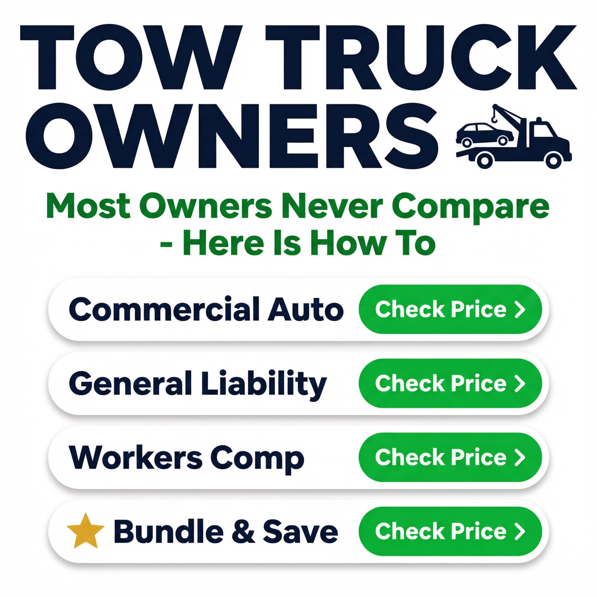 Compare Commercial Insurance Quotes Facebook ad: Tow Truck Owners:, Stop Overpaying for Commercial Insurance!