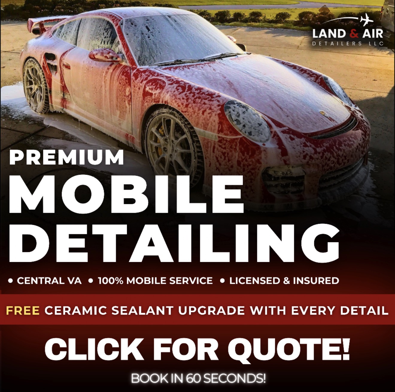 Land & Air Detailers LLC Facebook ad: Your car will thank you!