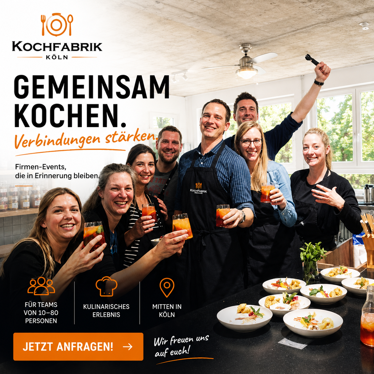Kochfabrik Köln Facebook ad: Eine für alles: Die Kochfabrik in Köln.