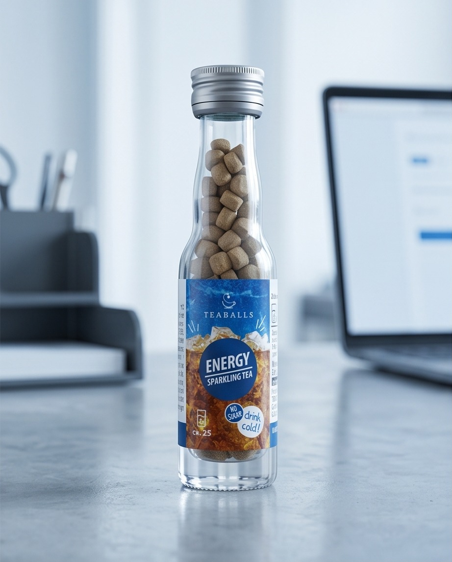 Teaballs.ch Facebook ad: Maximale Energie ohne Zucker.
