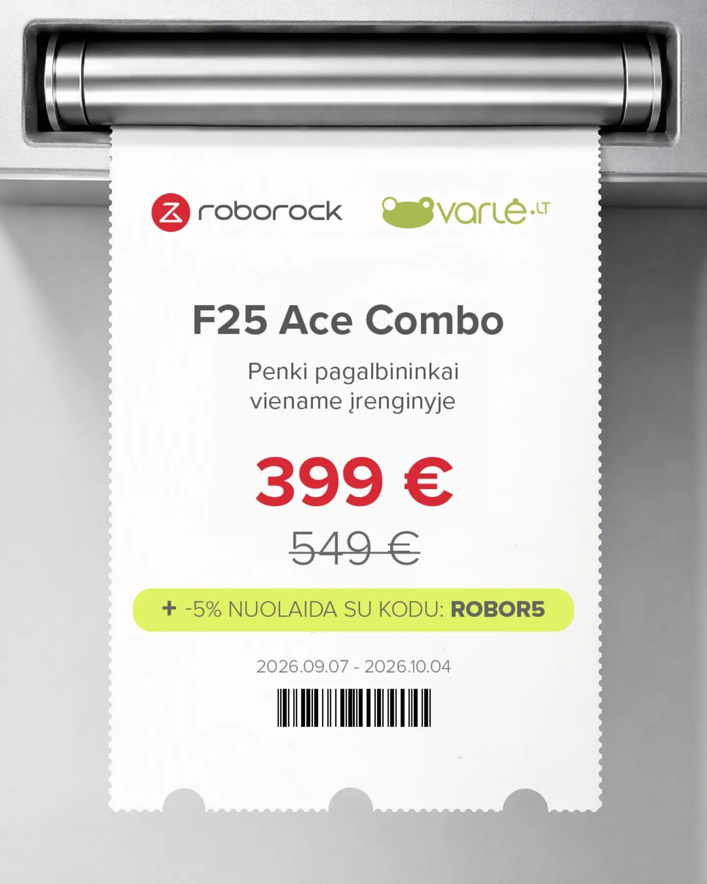 Roborock Lietuva Facebook ad: Apsipirkdami @varle.lt, pasinaudokite specialiu nuolaidos…