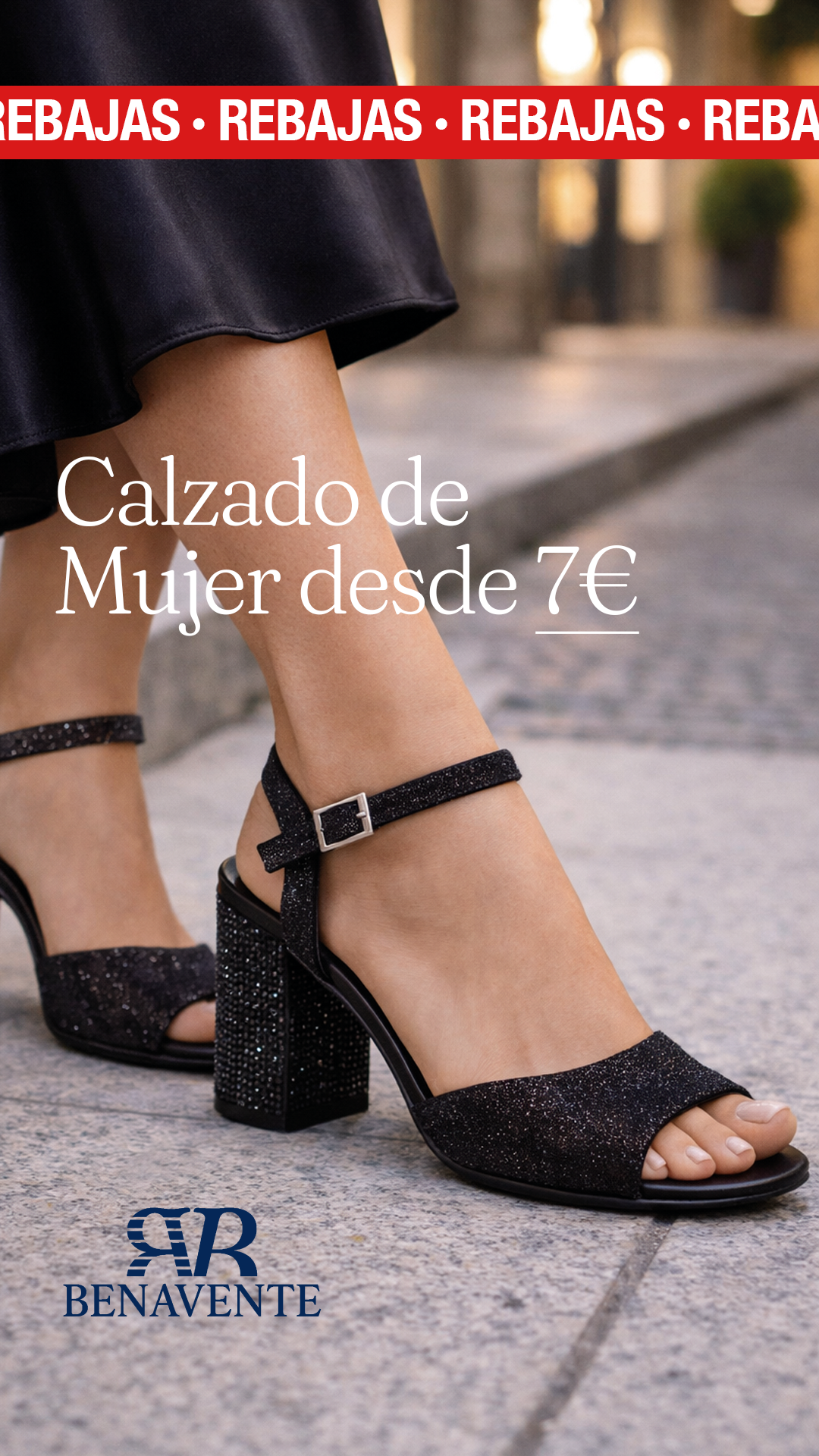 Calzados Benavente Facebook ad: REBAJAS: Calzado desde 7 €