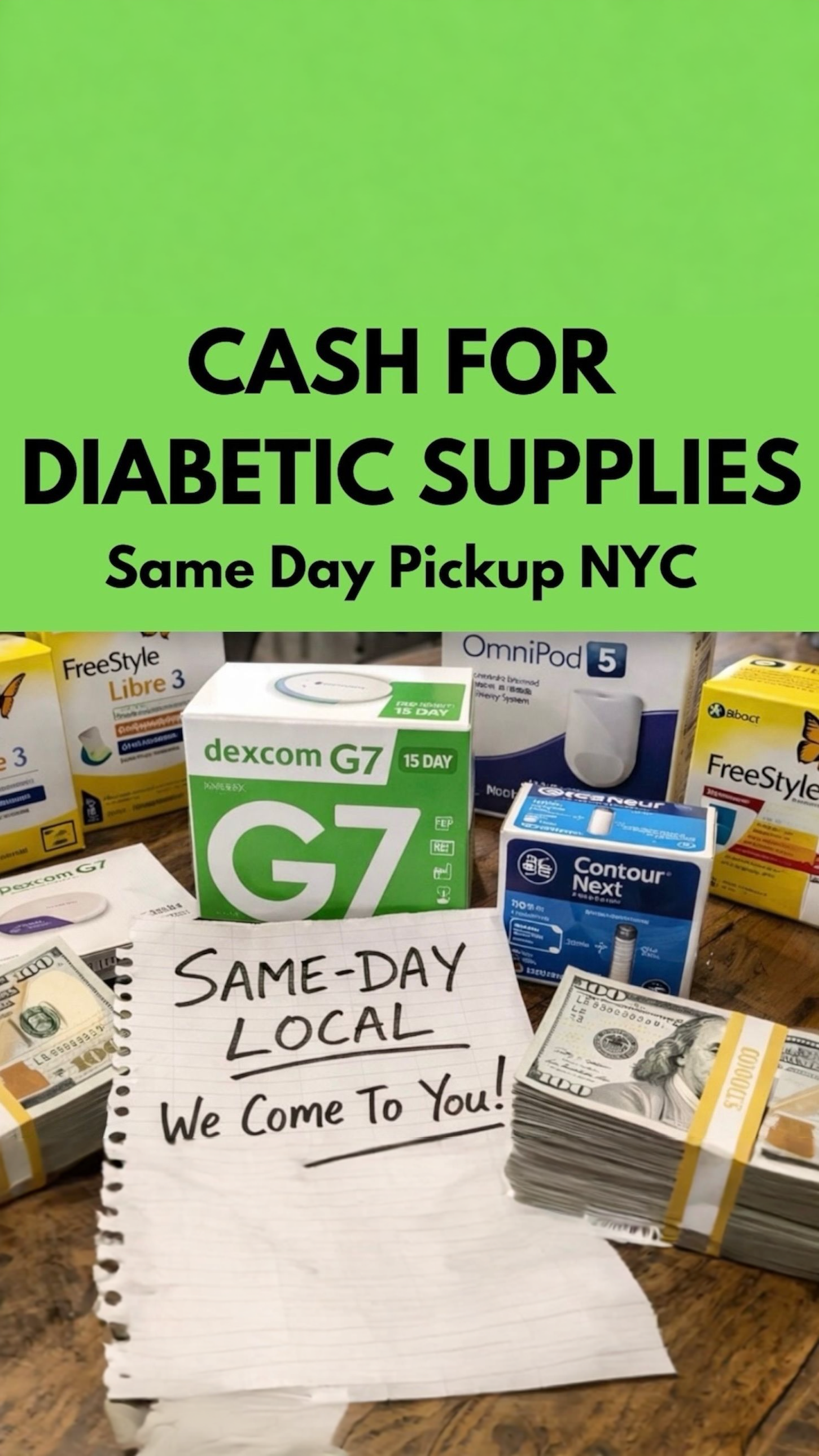 Ace Diabetic Supply Facebook ad: Cash Today For Unused Diabetic Supplies