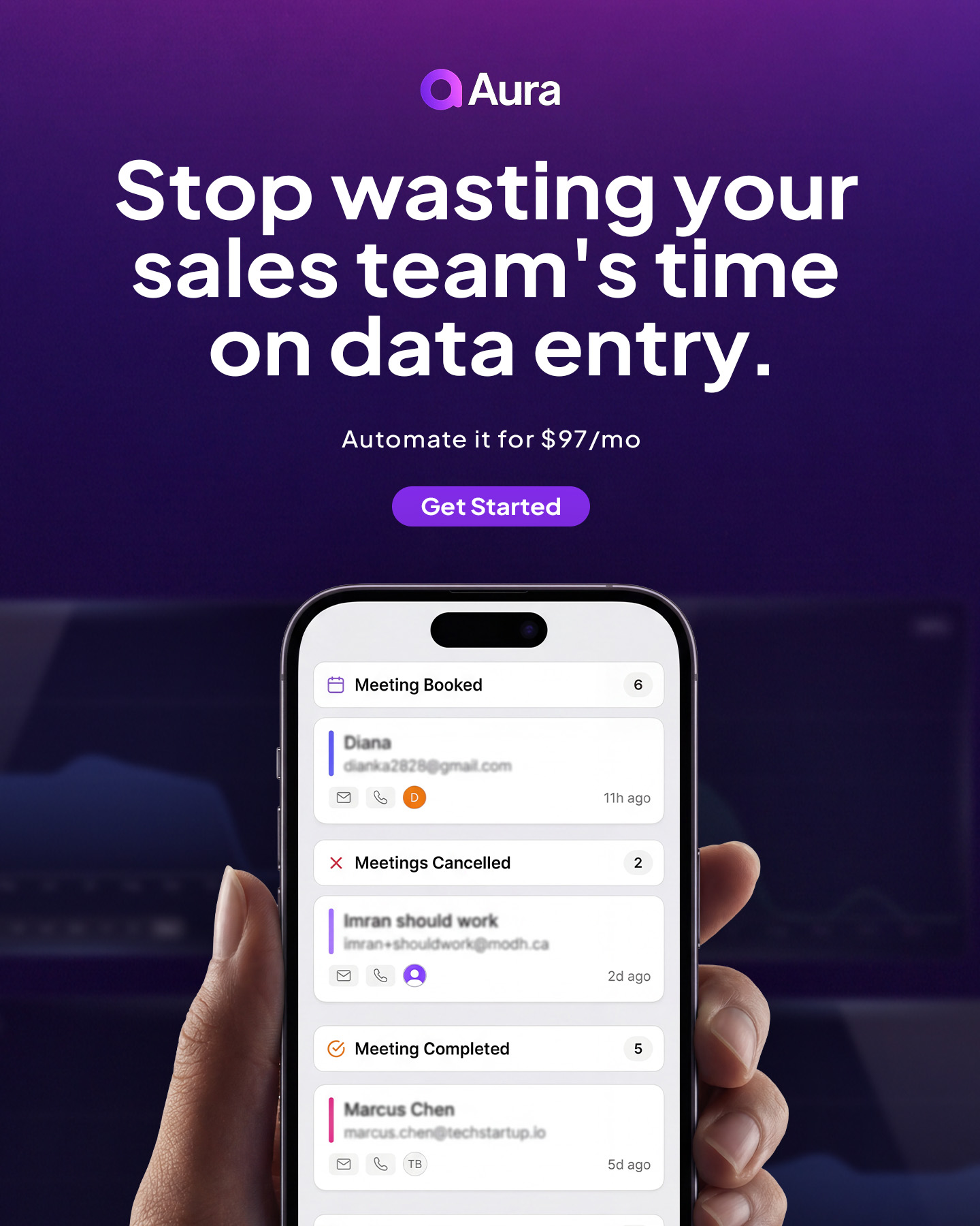 Aura AI Facebook ad: Double Your Close Rate: Aura AI
