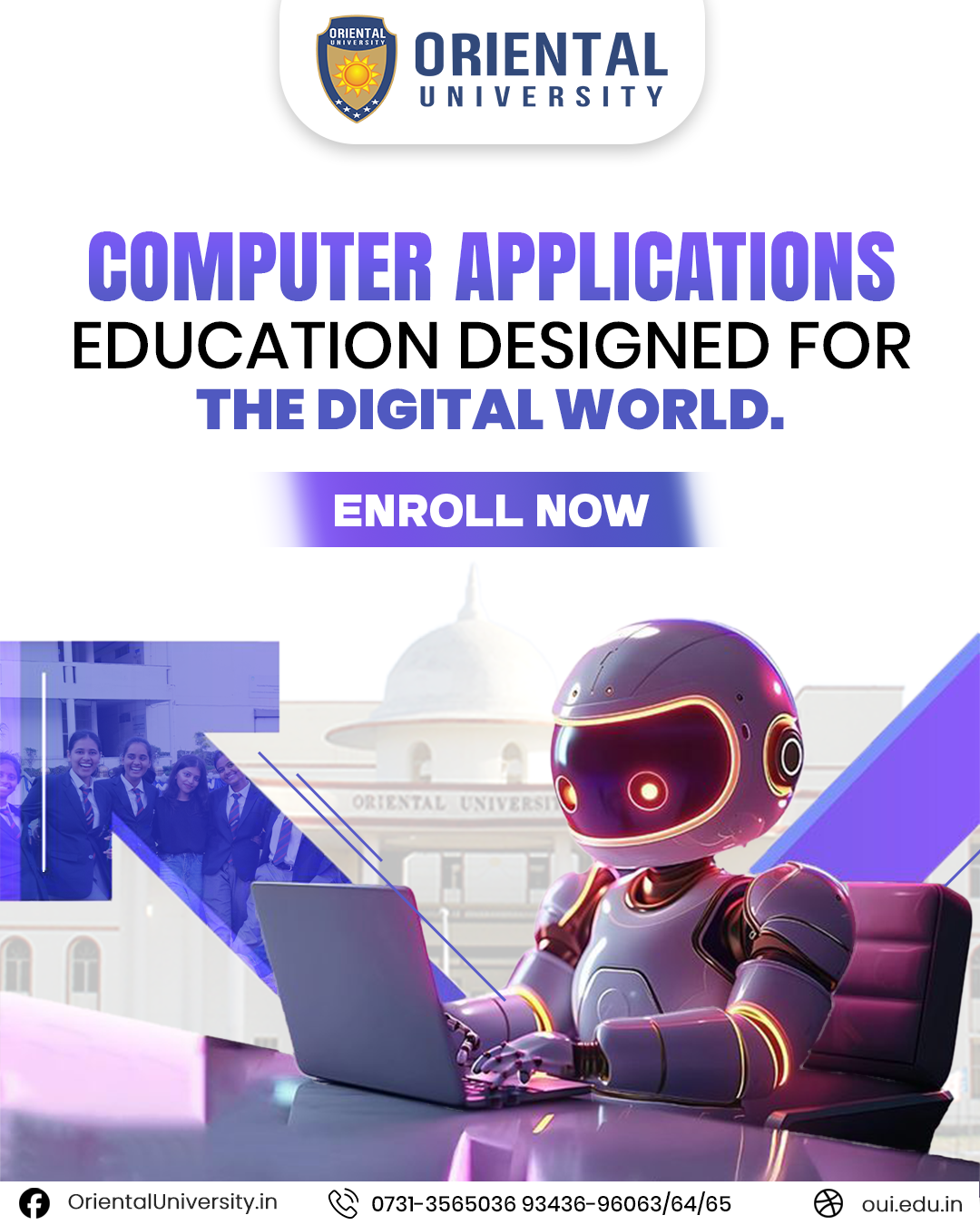 Oriental University Indore Facebook ad: Enroll in Computer Applications Today