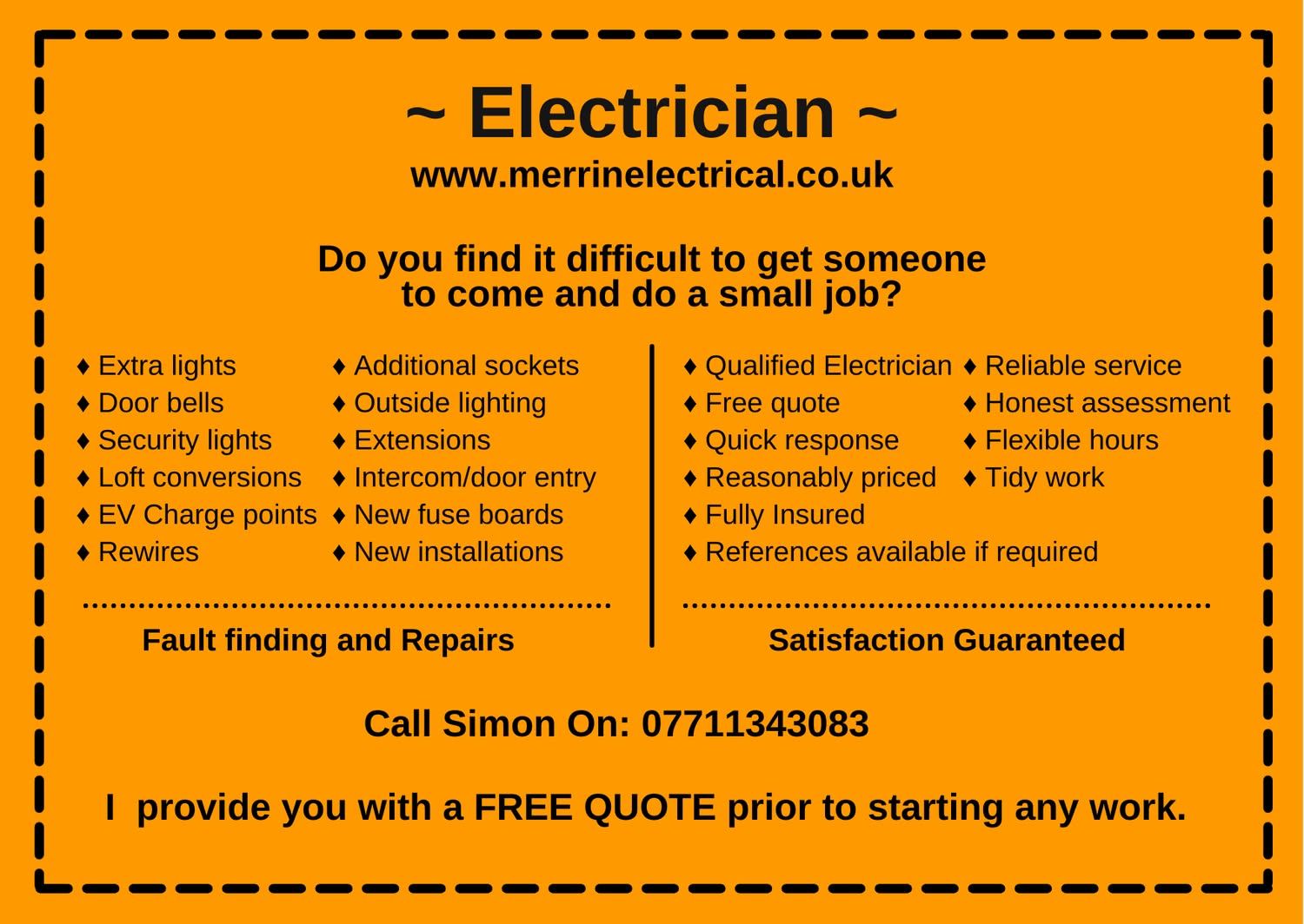 Merrin Electrical LTD Facebook ad from Mar 4, 2025