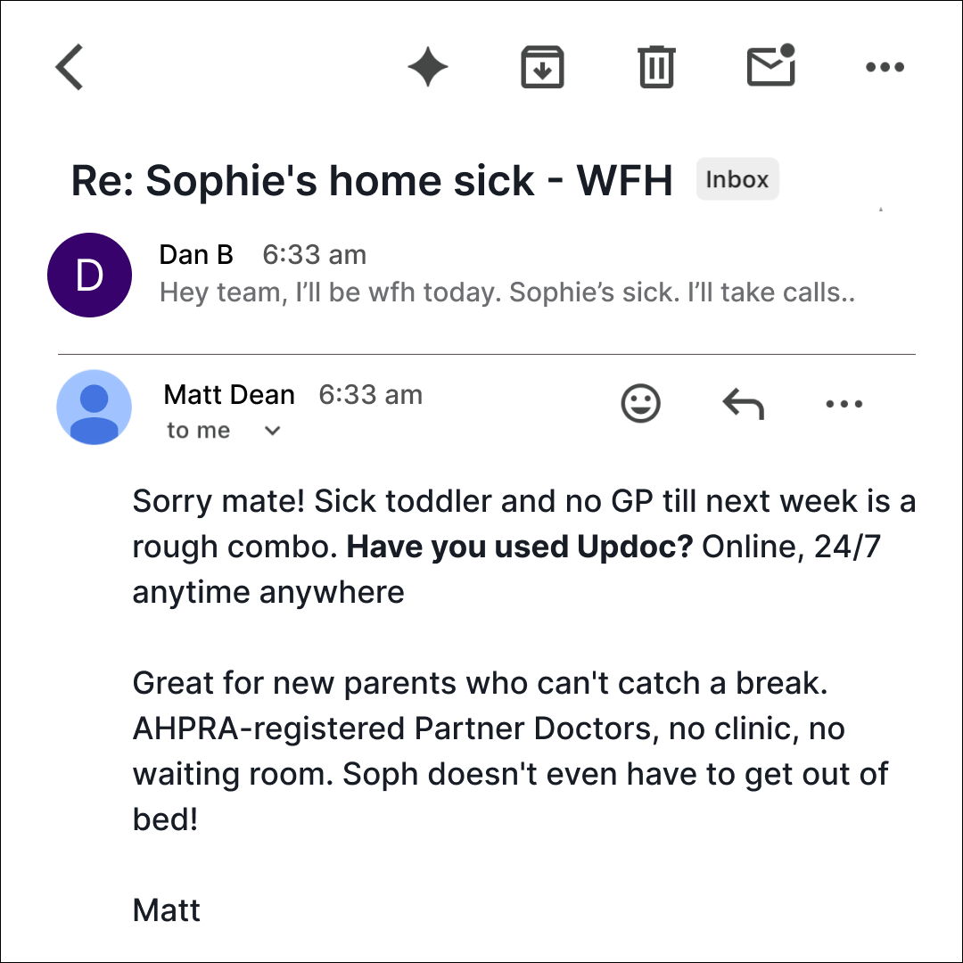updoc Facebook ad: Skip The Wait With Updoc
