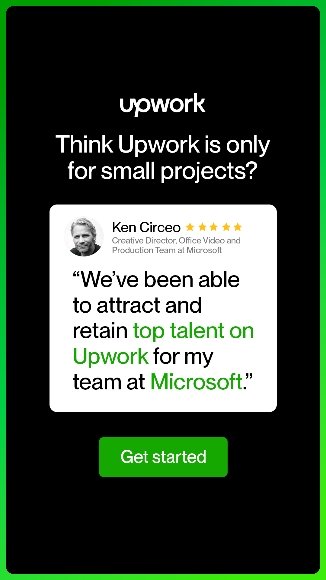 Upwork Facebook ad