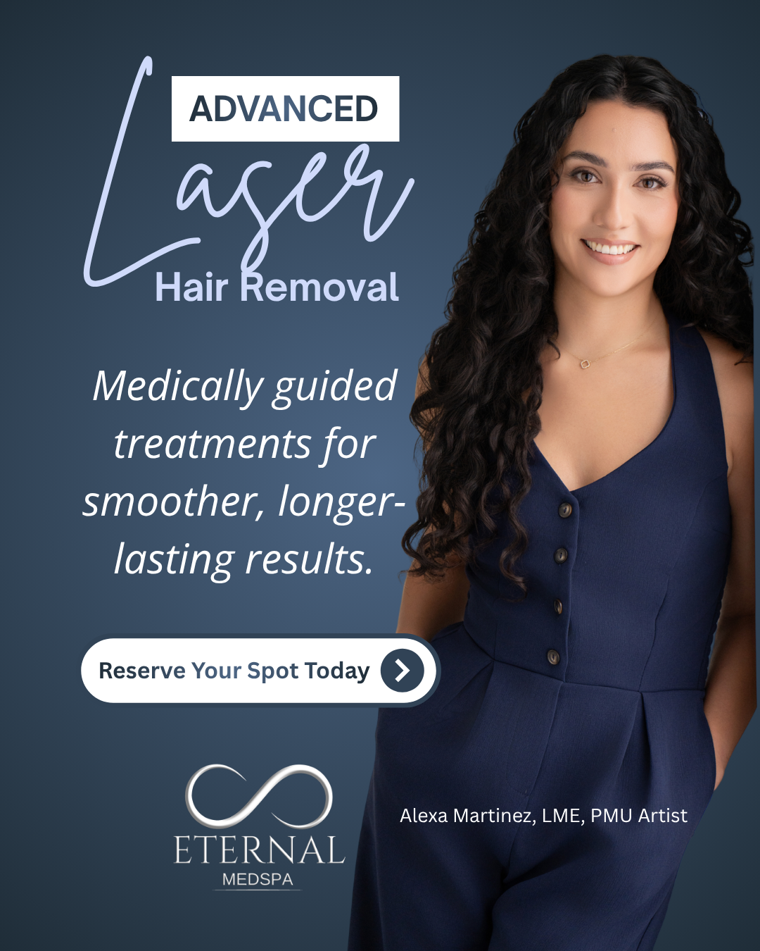 Eternal MedSpa Facebook ad: Laser hair removal should not feel like a waiting game. At…