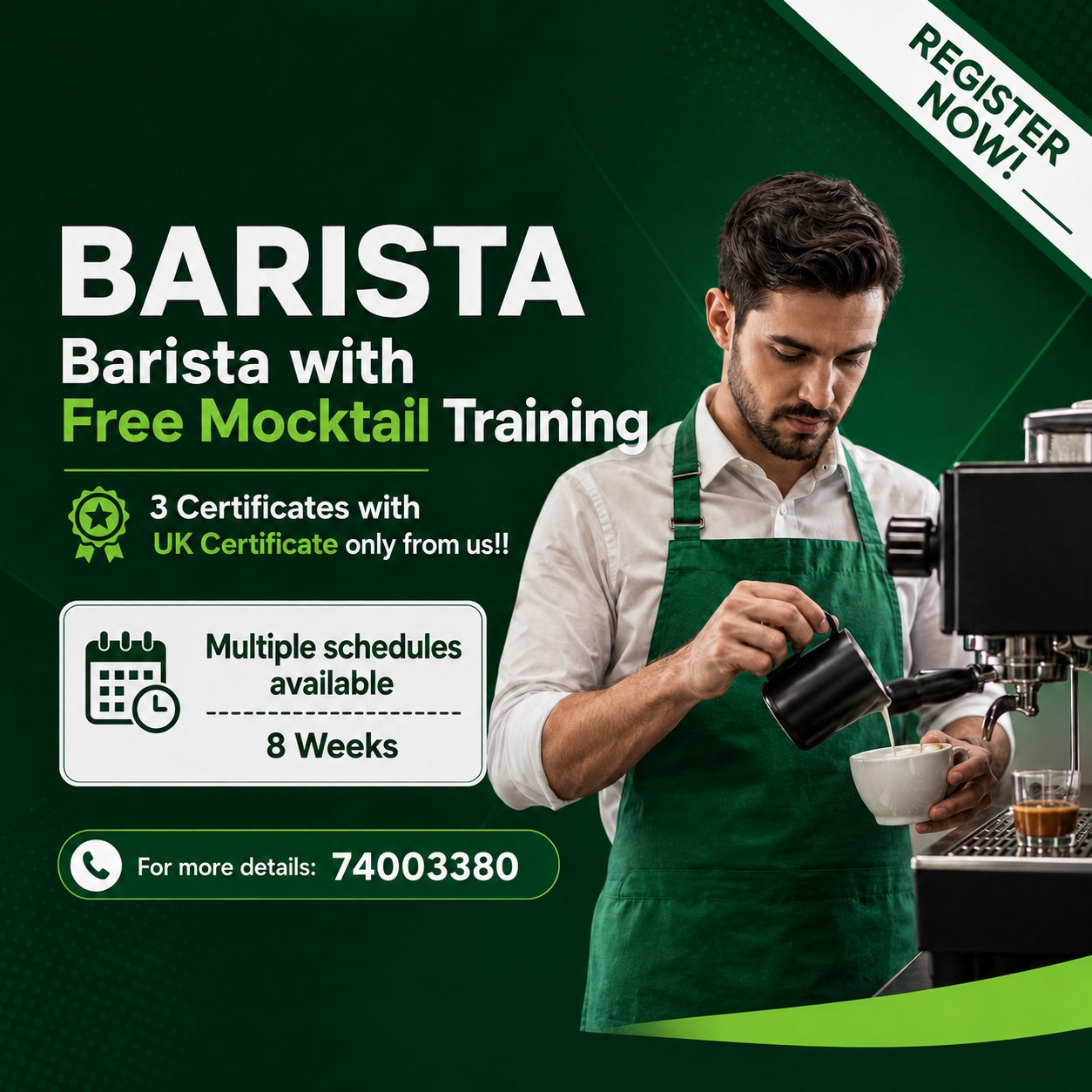 Barista Training in Qatar Facebook ad: Come join our Barista Training and learn the…