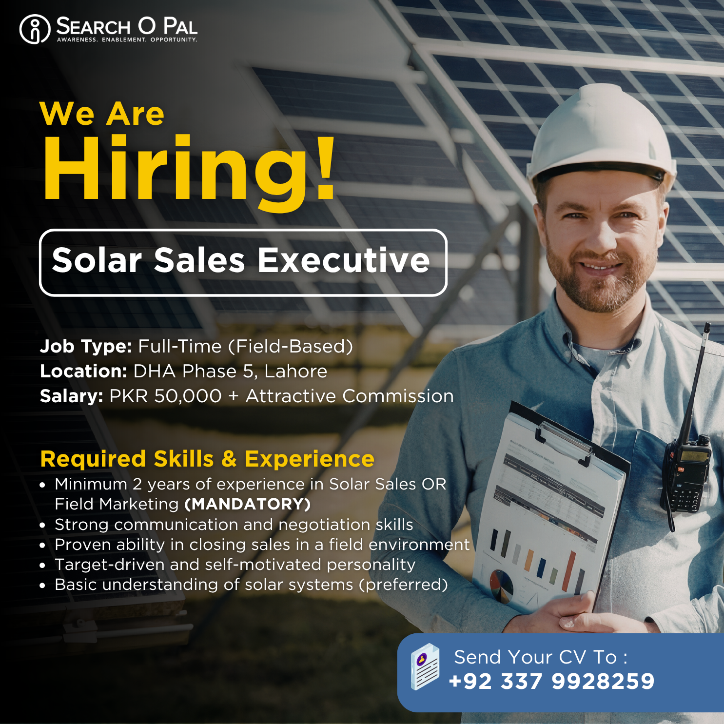 Search O Pal Facebook ad: Hiring Solar Sales Executive