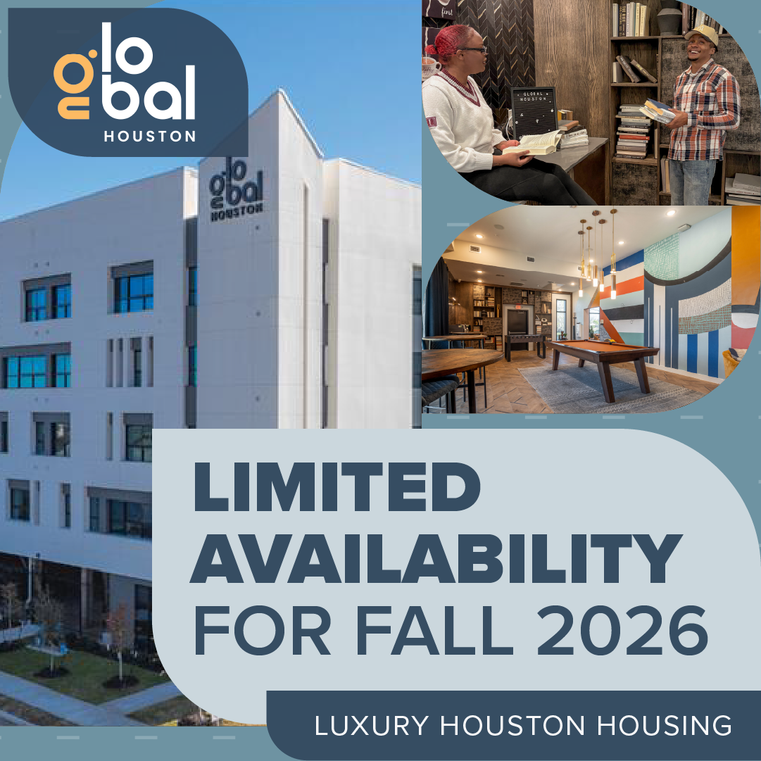 Global Houston Facebook ad: Located near the heart of Houston, Global Student…