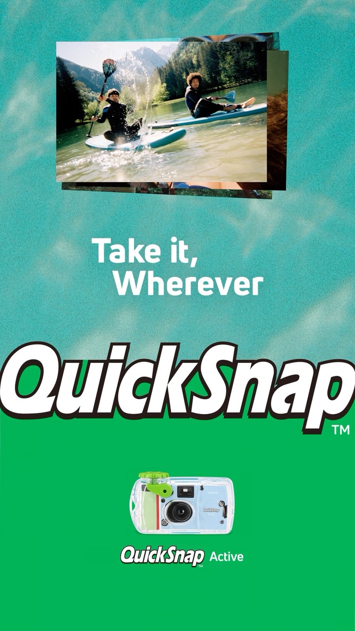 QuickSnap Facebook ad: \ Introducing QuickSnap Active/