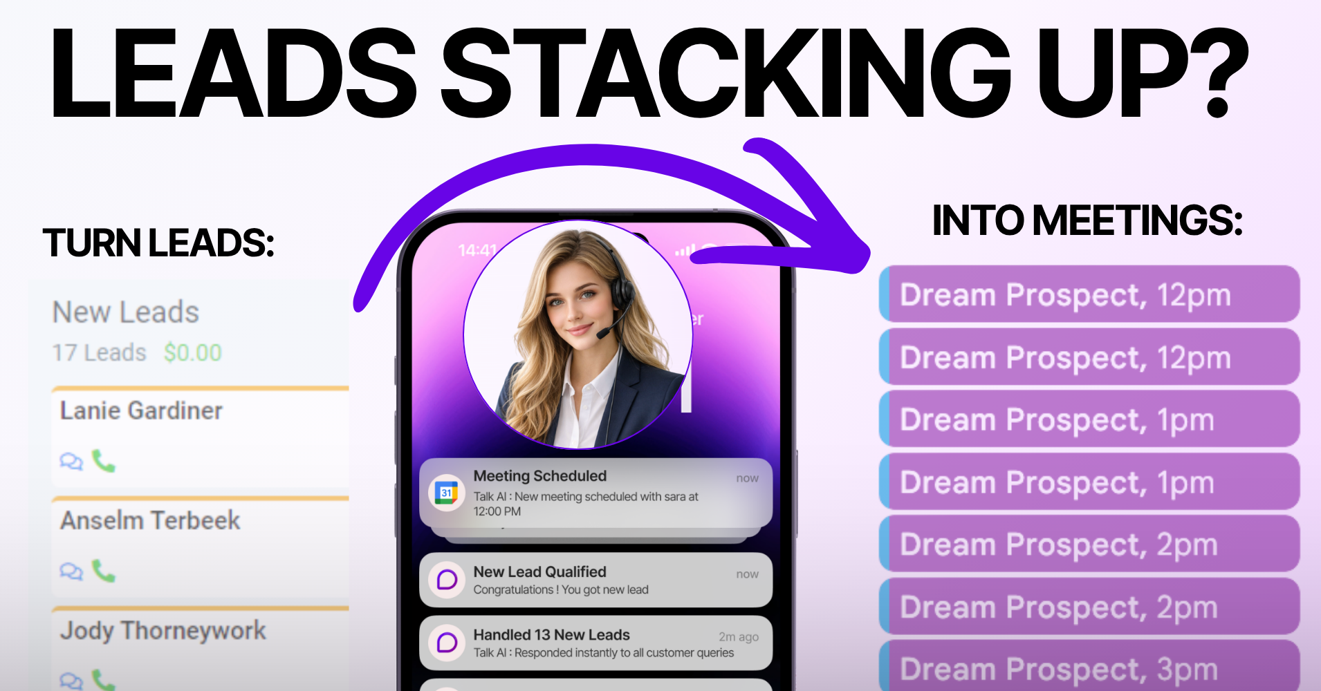Talk AI Facebook ad: Book More Meetings