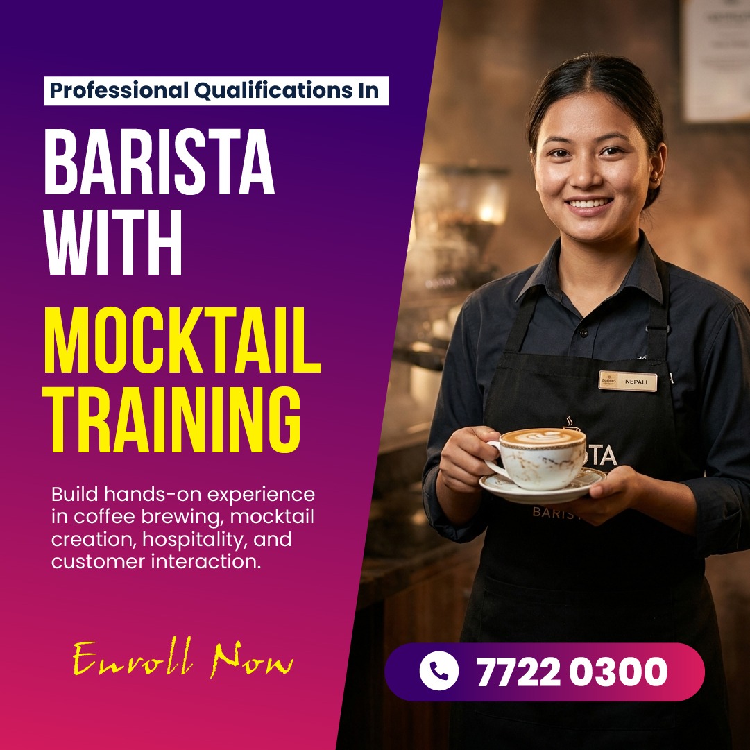 Best Diploma Programs In Qatar By BMC Facebook ad: कफी बनाउने कला सिक्नुहोस् र व्यावहारिक तालिममार्फत दक्ष…