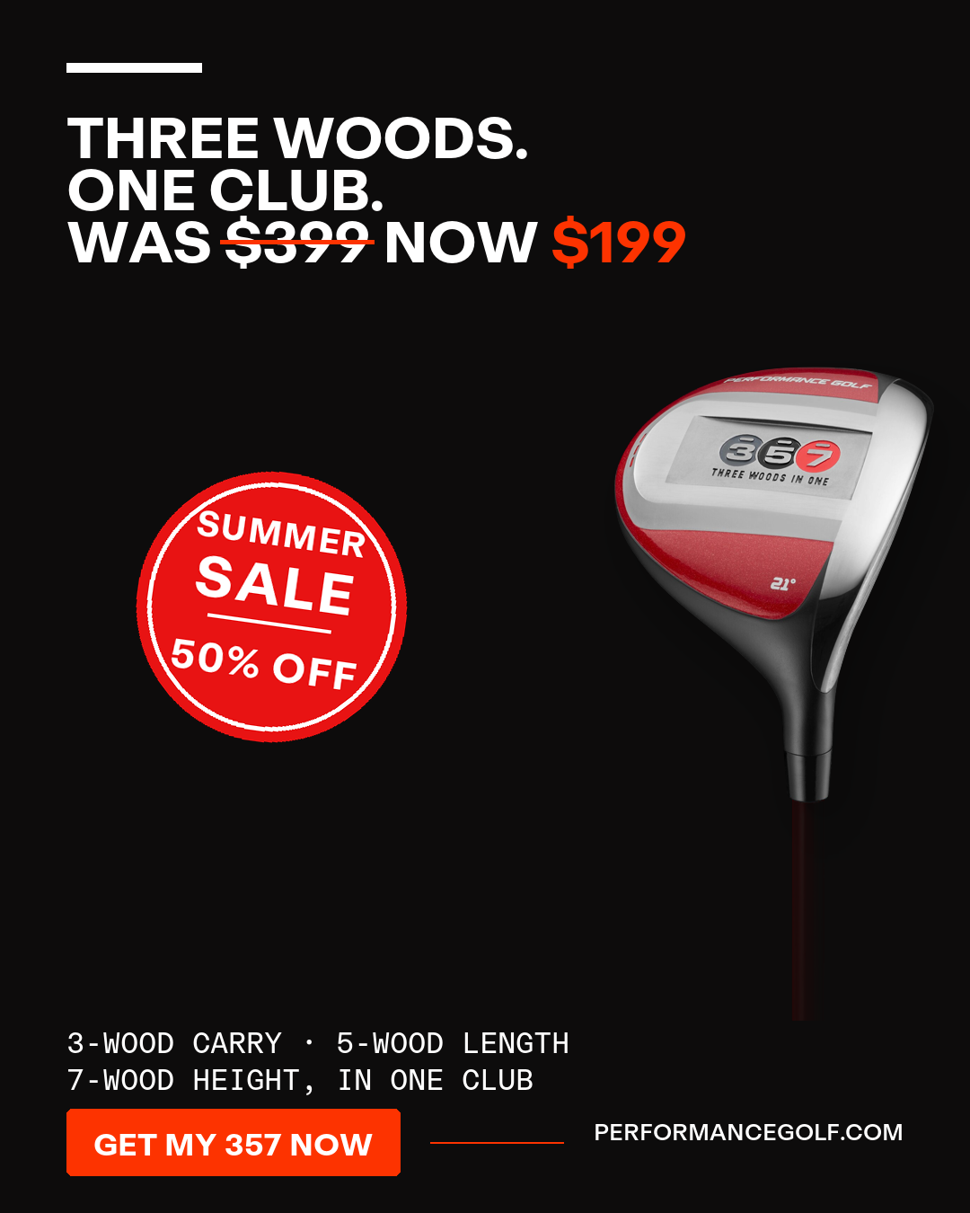 Performance Golf Facebook ad: Voted #1 Approach Club For Amateurs