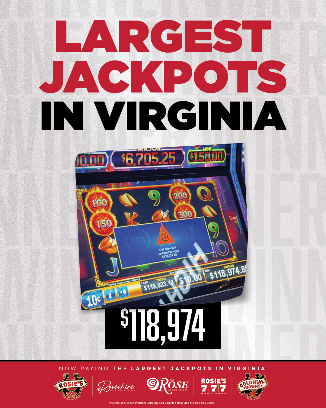 The Rose Gaming Resort Facebook ad: You can feel the HEAT of this win…