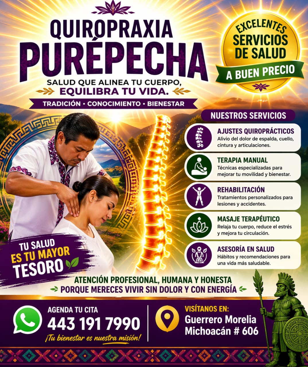 Quiropraxia purépecha Facebook ad from May 2, 2026